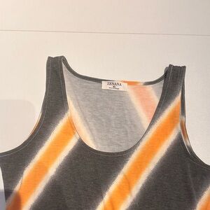 Zenana Outfitters Striped Gray and Orange Tank Dress